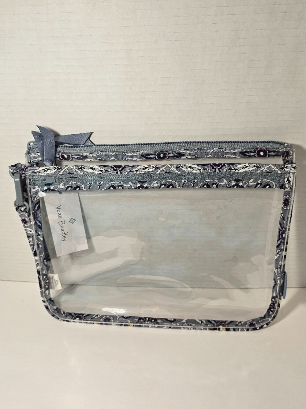 NWT Vera Bradley Clear Pouch Wristlet Plaza Tile Tote Purse Bag Wallet Stadium